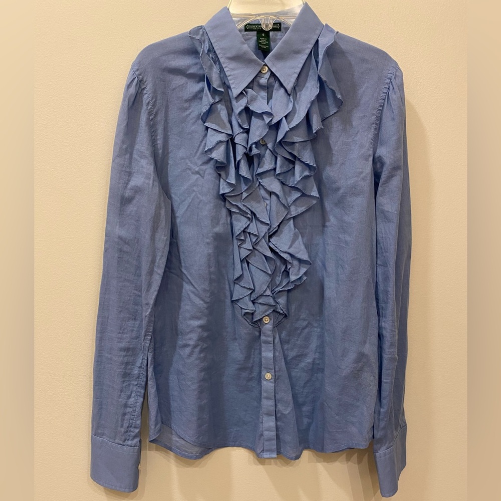 NWOT RALPH LAUREN RUFFLE BUTTON DOWN